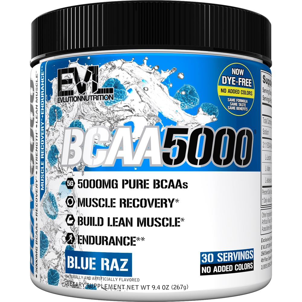 Evlution BCAA 5000 Poudre Énergétique 310g - Bleu Framboise vue avant