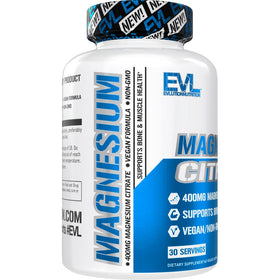 Evlution Citrate de Magnésium 400mg capsules végétales sur fond blanc