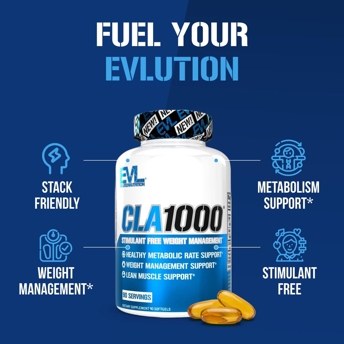 Evlution CLA 1000mg gélules avec bouteille