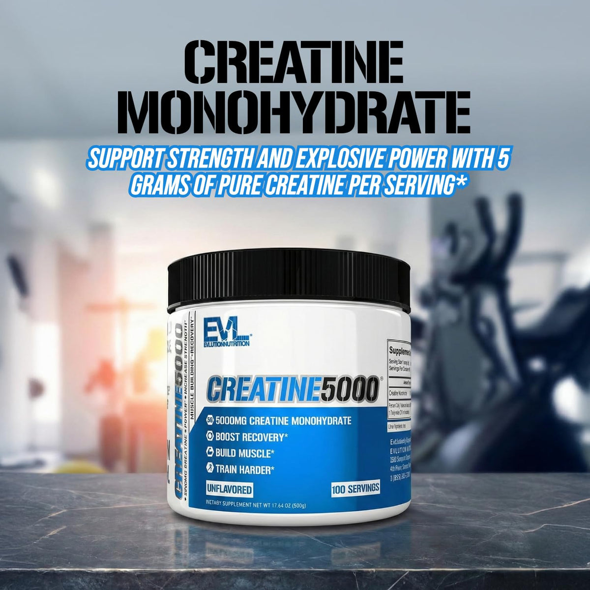Evlution Creatine 5000 poudre 500g vue arrière