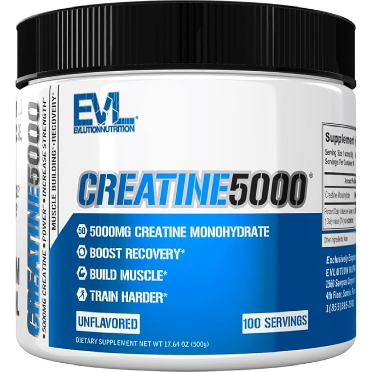 Evlution Creatine 5000 poudre 500g vue de face