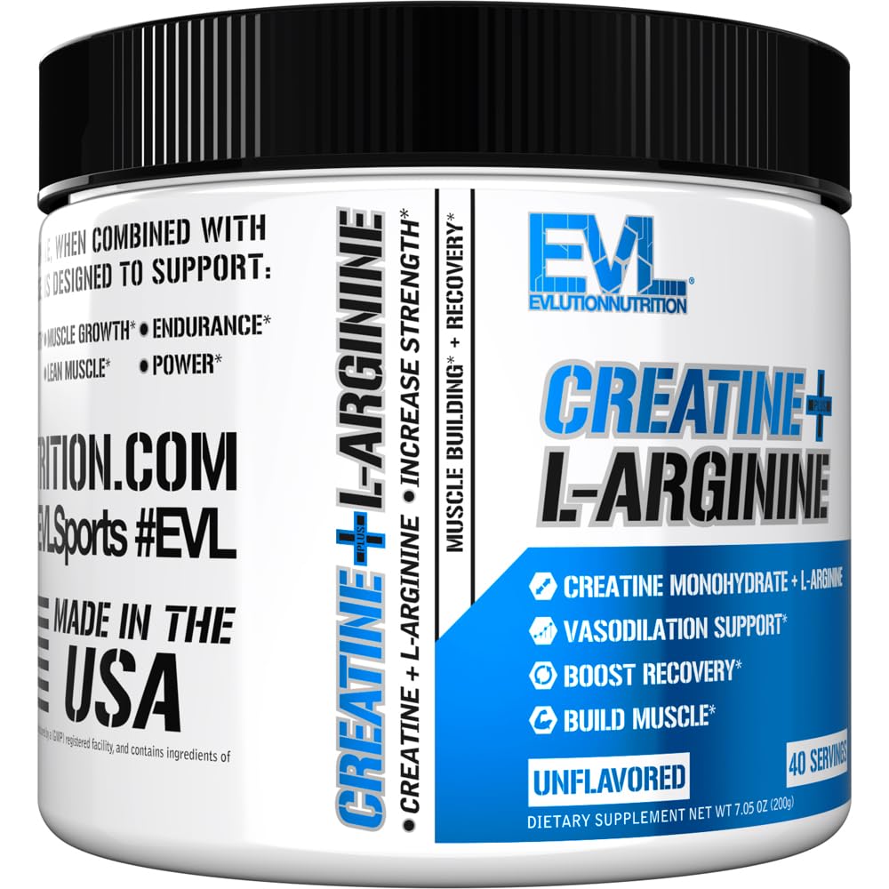 Evlution Créatine + L-Arginine 2500mg en poudre dans un shaker