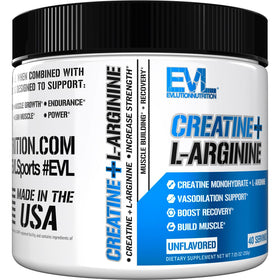Evlution Créatine + L-Arginine 2500mg en poudre dans un shaker