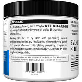 Evlution Créatine + L-Arginine 2500mg sur un fond neutre