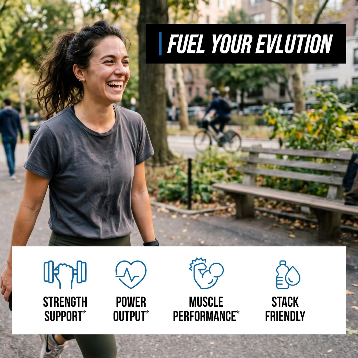 Evlution Creatine5000 Collagène BCAA 500g en action lors d'un entraînement