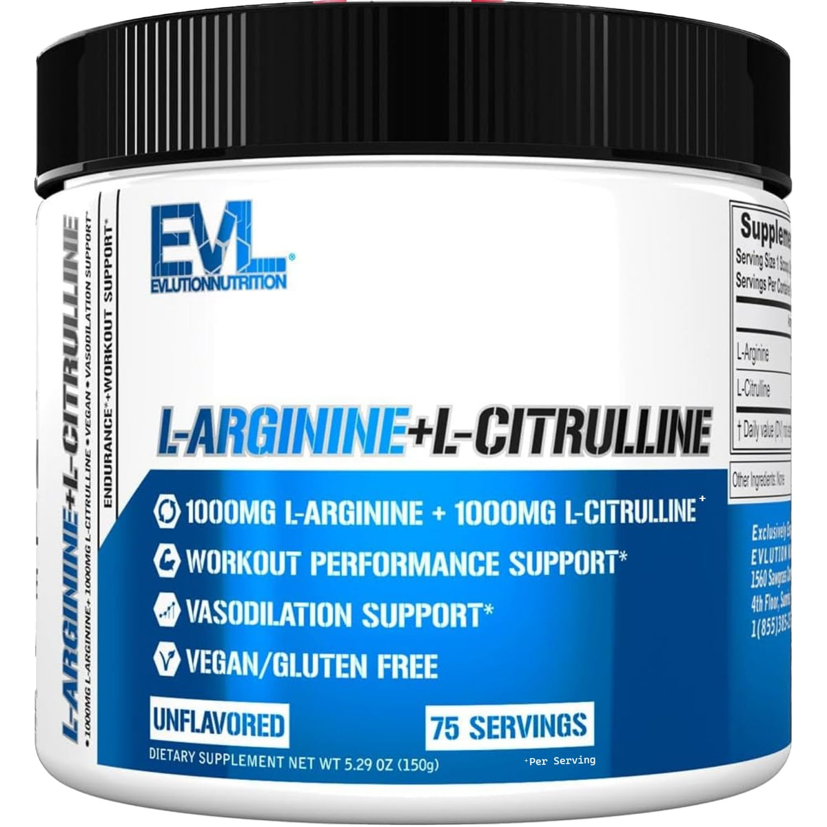 Evlution L-Arginine & L-Citrulline Poudre vue de face