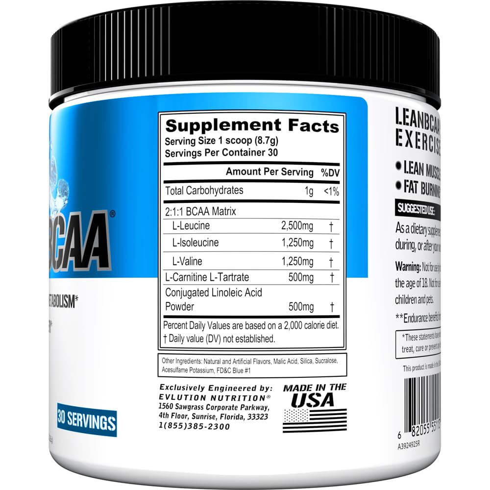 Evlution LeanBCAA Poudre Blue Raz avec cuillère doseuse