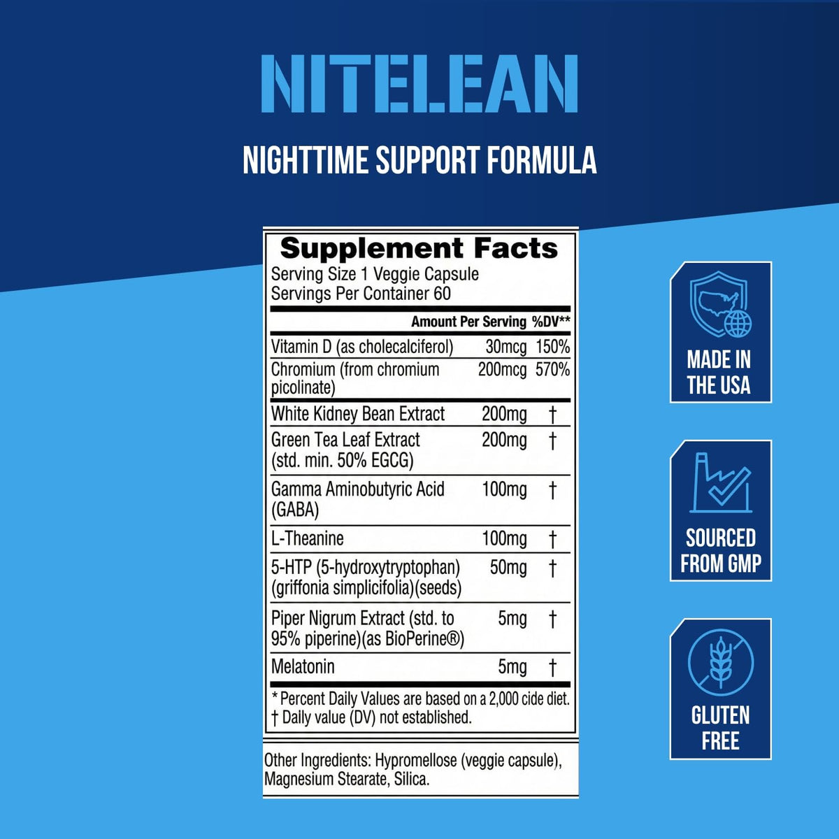 Evlution NiteLean Brûleur de Graisse de Nuit 75g étiquette et ingrédients