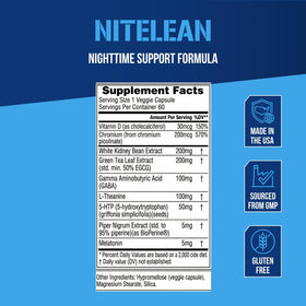 Evlution NiteLean Brûleur de Graisse de Nuit 75g étiquette et ingrédients