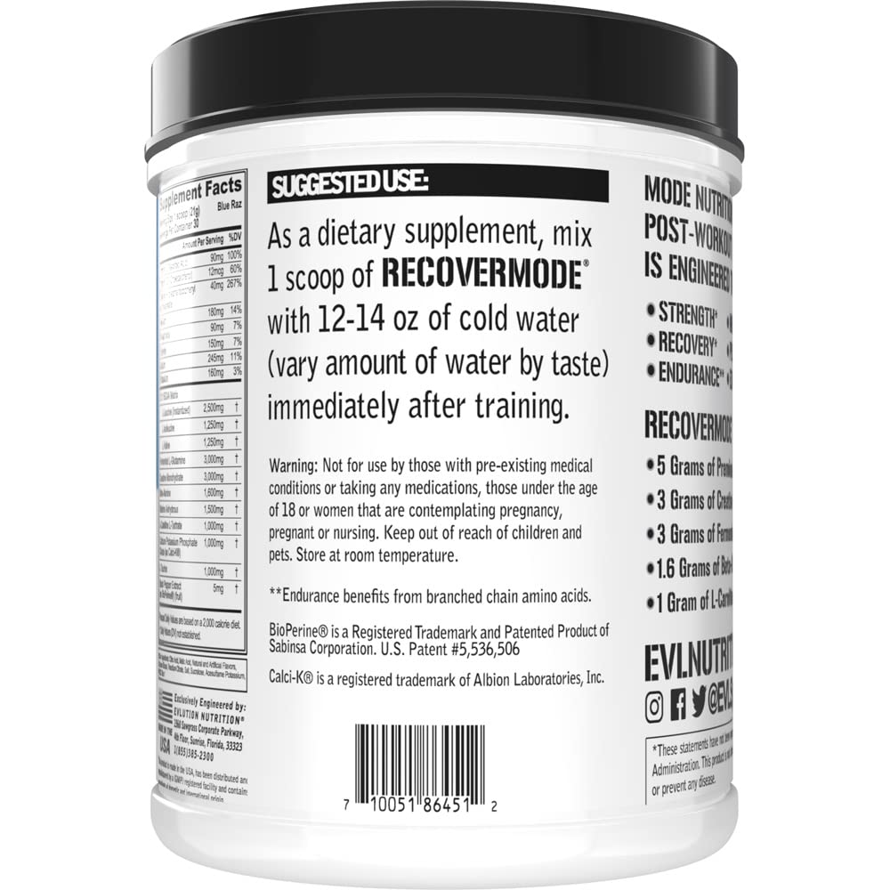 Evlution Nutrition use Mode affichant les ingrédients sur l'étiquette