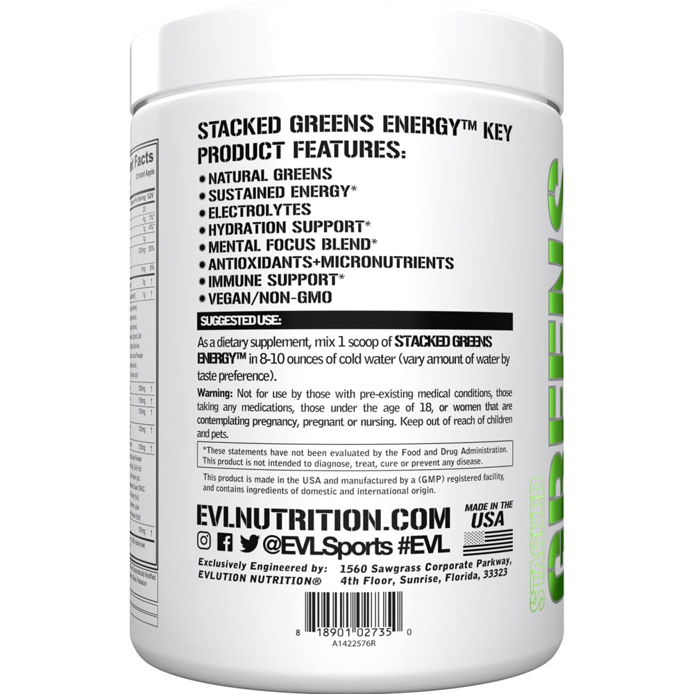 Evlution Poudre Énergétique Stacked Greens 322g dans un smoothie