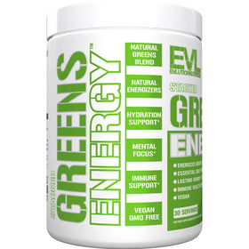Evlution Poudre Énergétique Stacked Greens 322g sur une table