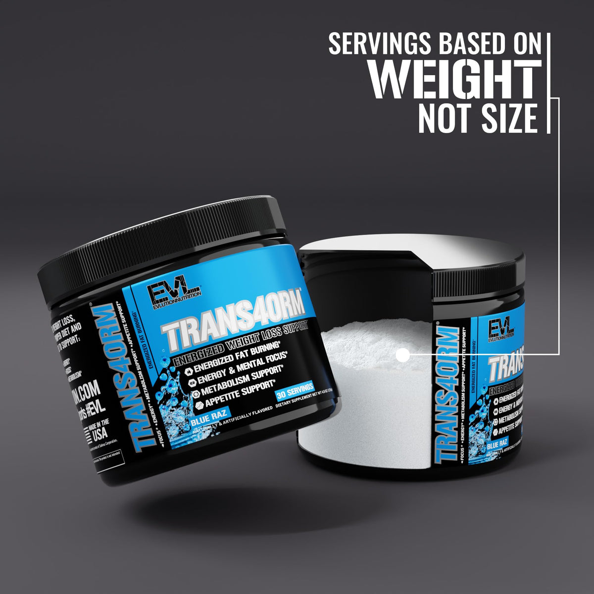 Evlution Trans4orm Poudre étiquette avec informations nutritionnelles