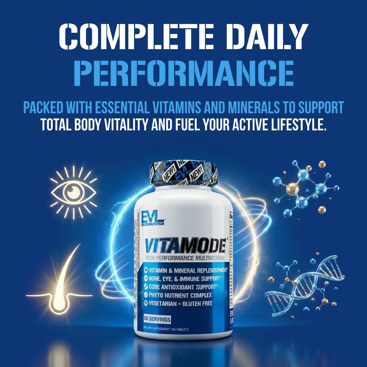 Evlution Vitamode multivitamines pour hommes 60 servings en usage