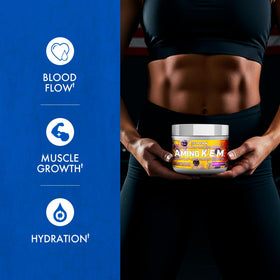 Evogen Amino K.E.M. EAA & BCAA BlackBerry Lemonade powder scoop