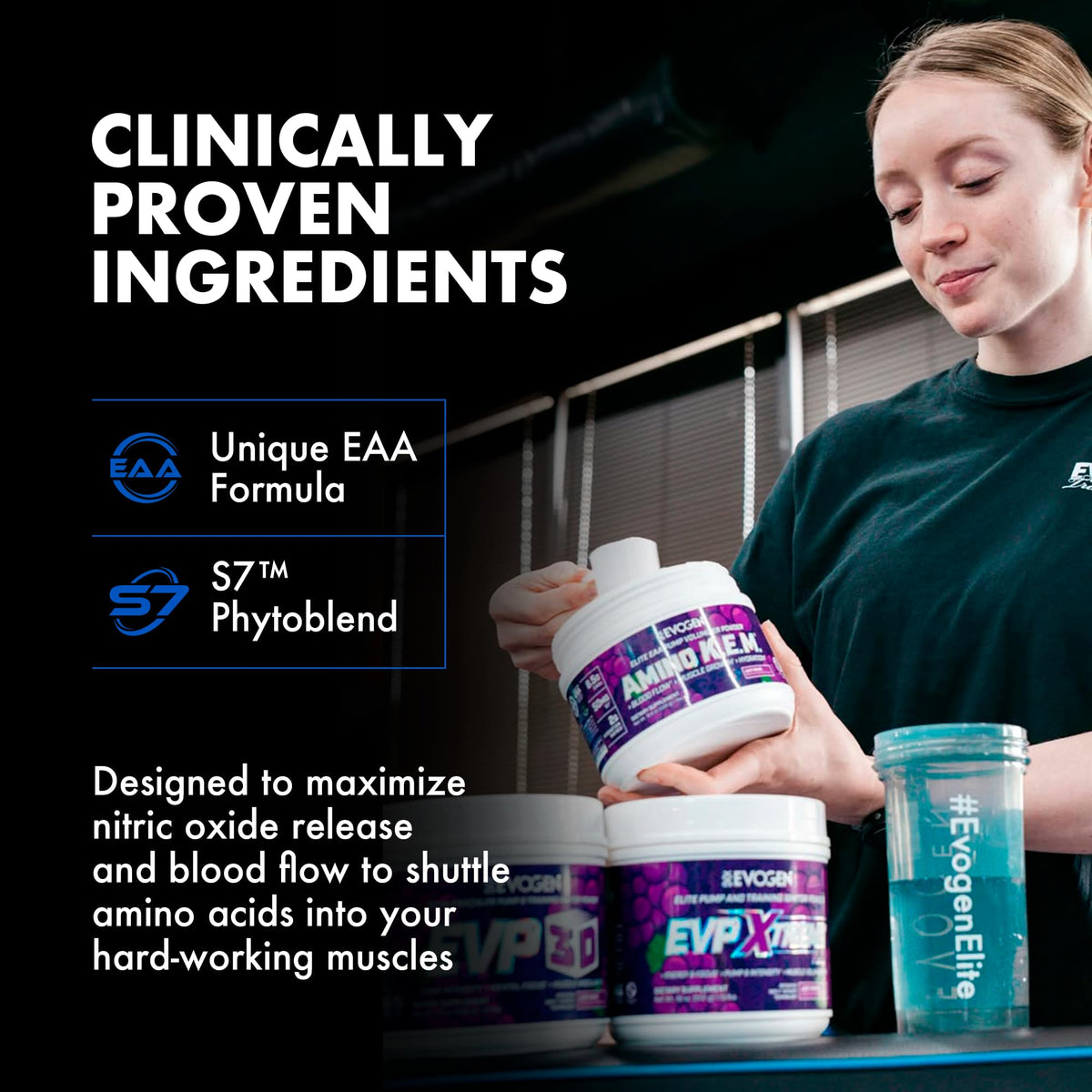 Evogen Amino K.E.M. EAA & BCAA packaging side view