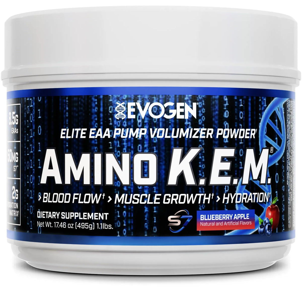 Evogen Amino K.E.M. EAA & BCAA poudre 590g saveur myrtilles et pommes