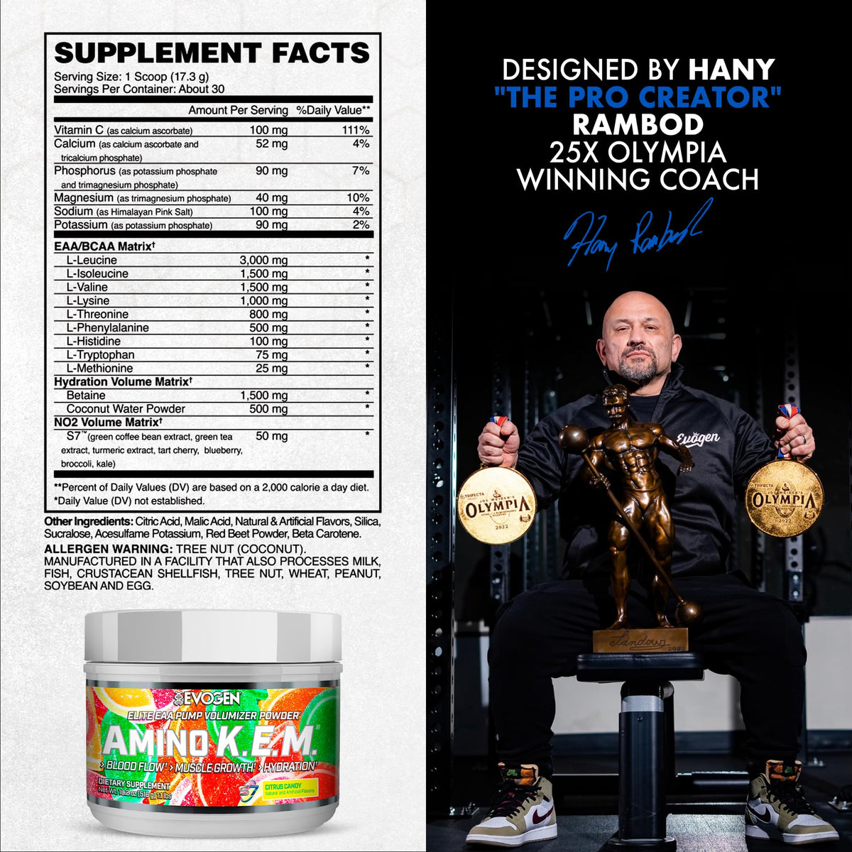 Evogen Amino K.E.M. EAA & BCAA poudre dans un verre