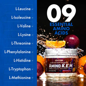 Evogen Amino K.E.M. EAA & BCAA Smashin' Passion Orange top view