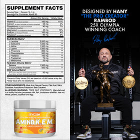 Evogen Amino K.E.M. Poudre BCAA EAA 599g Pêche Mangue avec cuillère doseuse