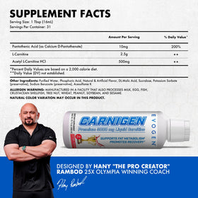 Evogen Carnigen Liquide 3000 mg Acétyl-L-Carnitine avec verre doseur