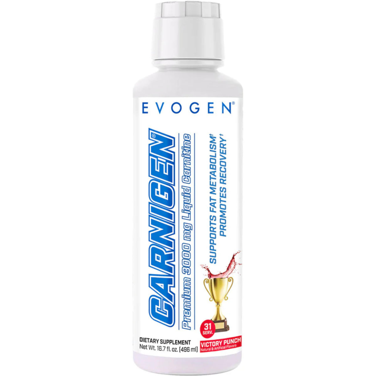 Evogen Carnigen Liquide 3000 mg Acétyl-L-Carnitine bouteille vue de face