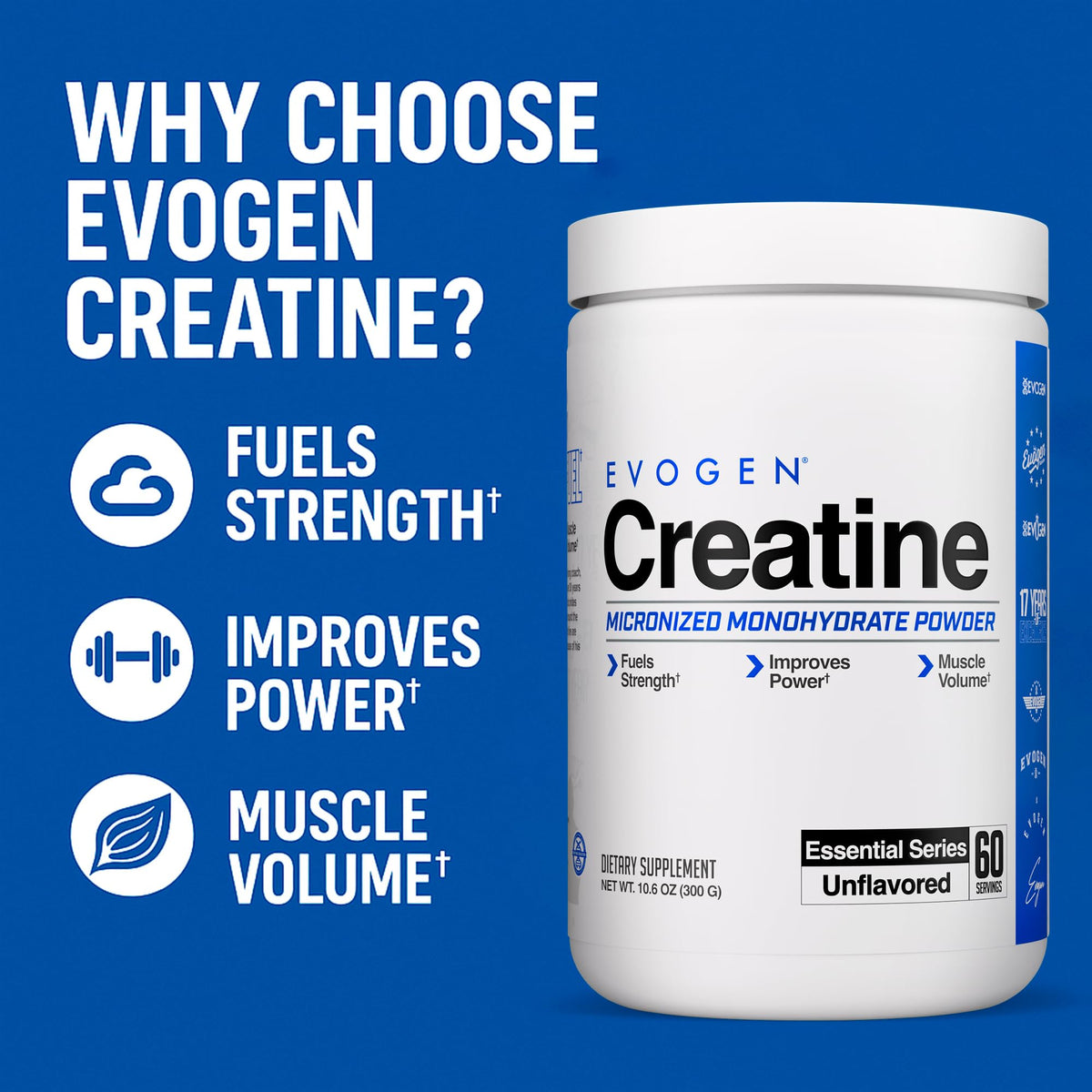 Evogen Créatine Monohydrate Micronisée 372g avec une cuillère doseuse