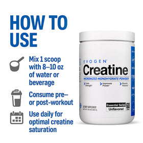 Evogen Créatine Monohydrate Micronisée 372g emballage ouvert