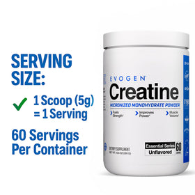 Evogen Créatine Monohydrate Micronisée 372g sur une table d'entraînement