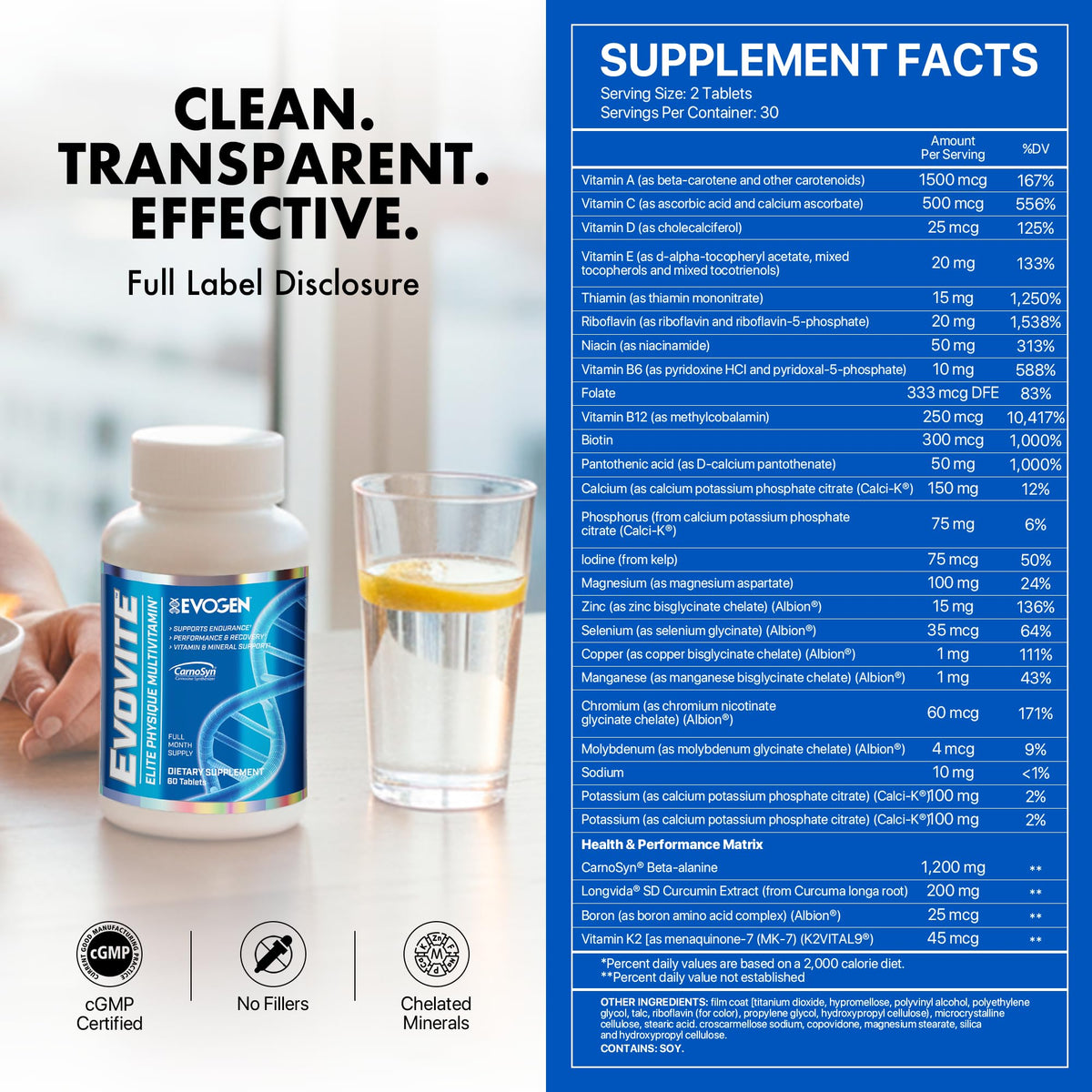 Evogen Evovite Multivitamines 30 Comprimés arrière