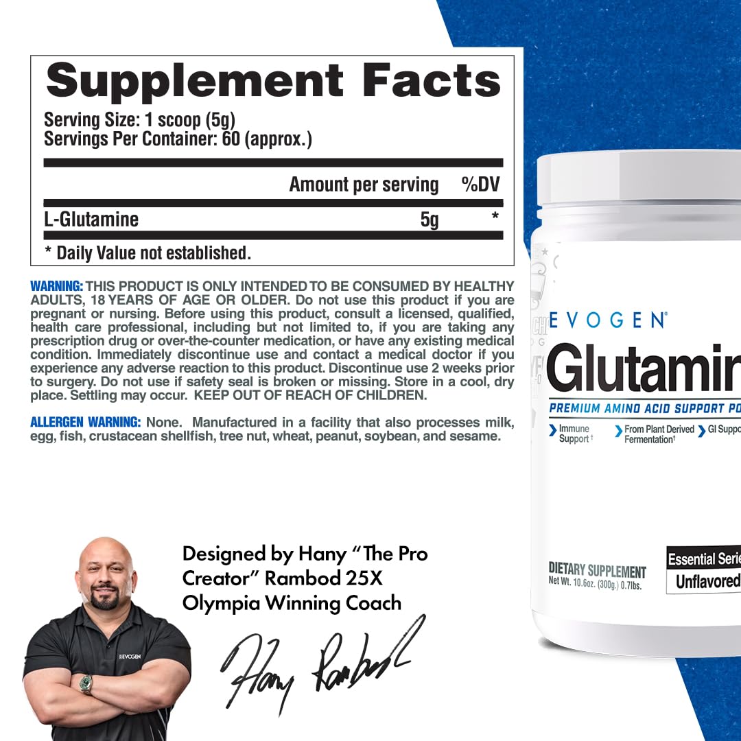 Evogen Glutamine Poudre Non Aromatisée 372g avec cuillère doseuse