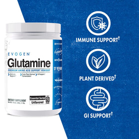 Evogen Glutamine Poudre Non Aromatisée 372g sur un plan de travail