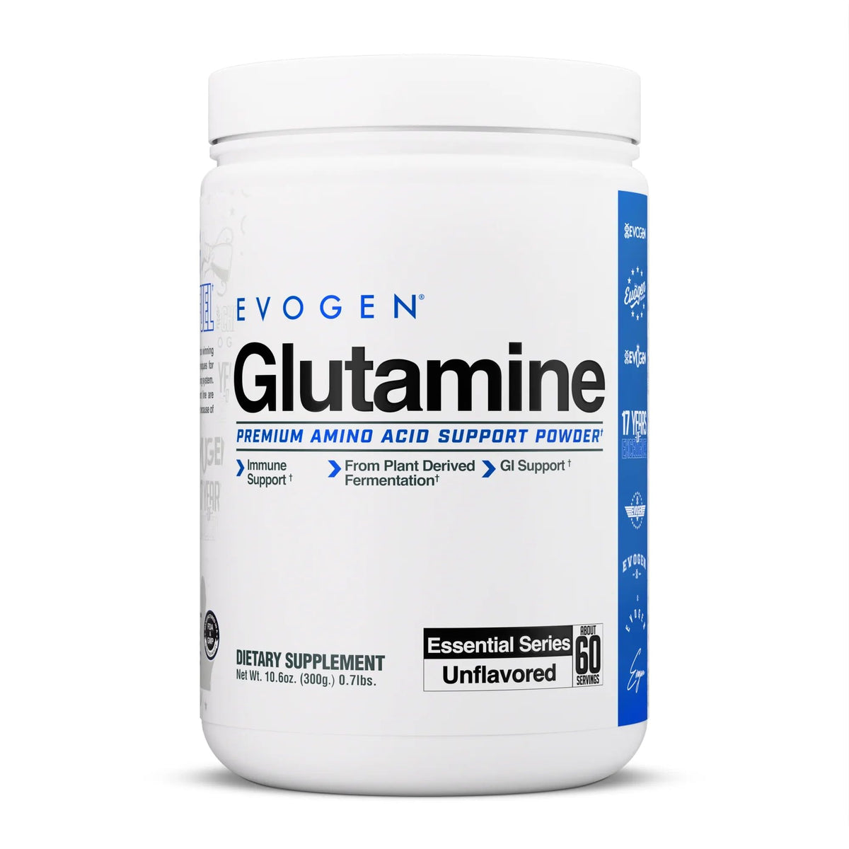 Evogen Glutamine Poudre Non Aromatisée 372g vue de face