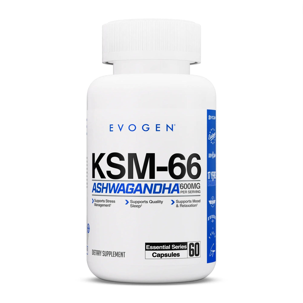 Evogen KSM-66 Ashwagandha 600mg 60 capsules vue de face
