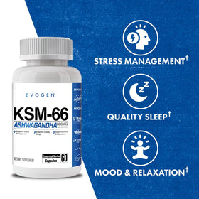 Evogen KSM-66 Ashwagandha 600mg boîte avec étiquette