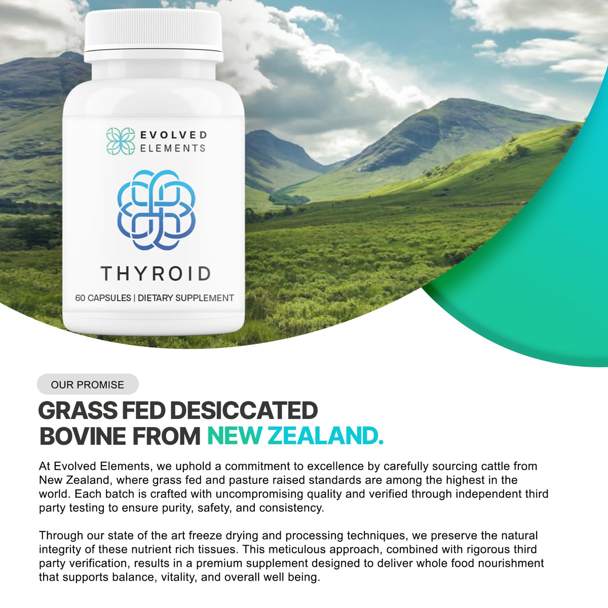 Evolved Elements Thyroid emballage avec description des ingrédients
