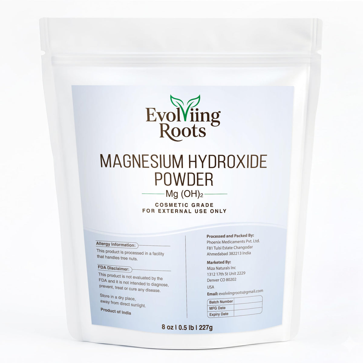 Evolviing Roots Poudre d'Hydroxyde de Magnésium 227g en sachet refermable