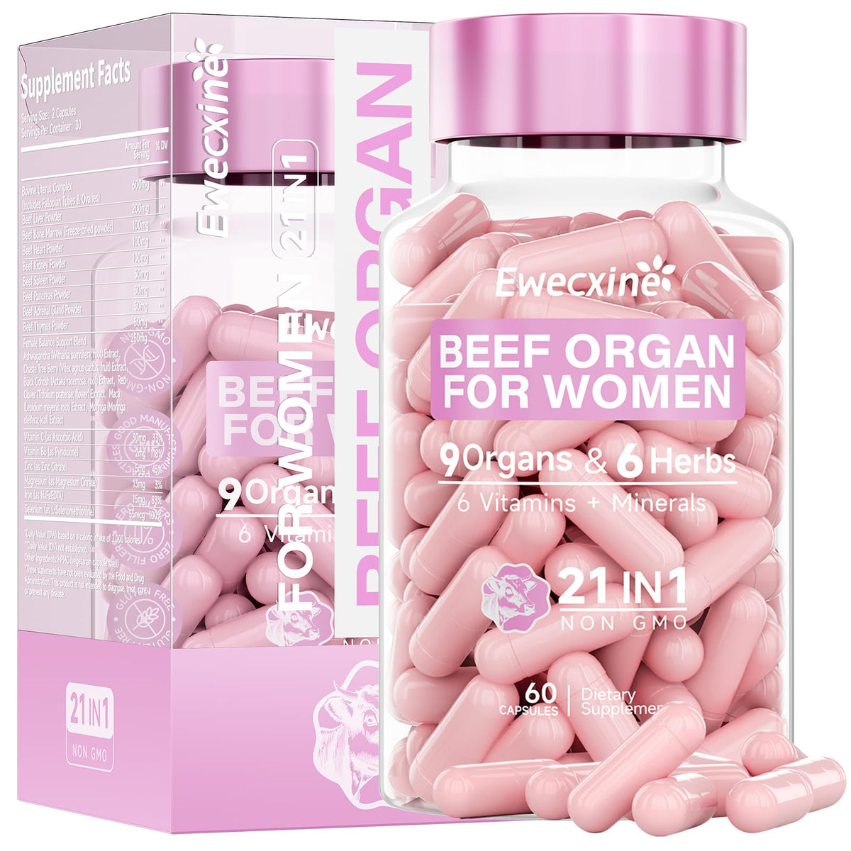 Ewecxine Complément Alimentaire Organes de Bœuf 100g vue avant