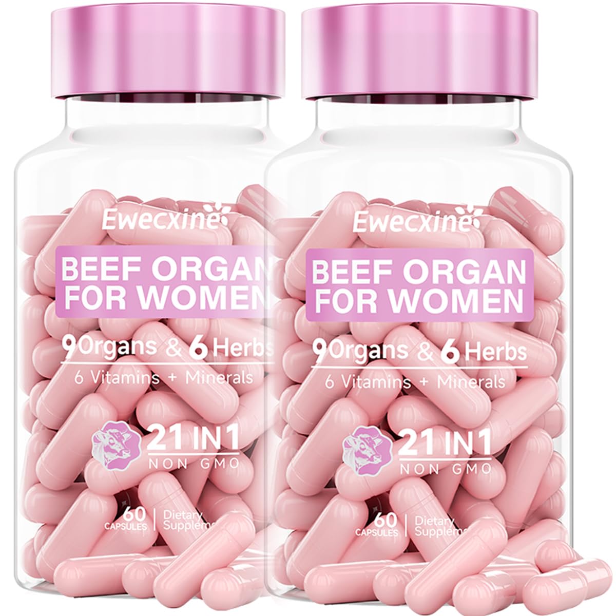 Ewecxine Complément Alimentaire Organes de Bœuf 120 Capsules vue de face