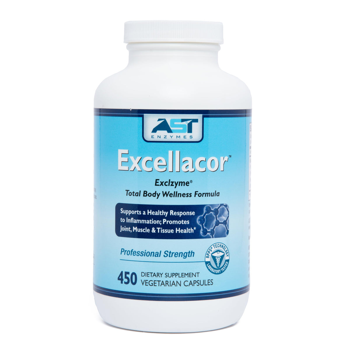 Excellacor-450 d'AST Enzymes, flacon de 450 capsules végétariennes