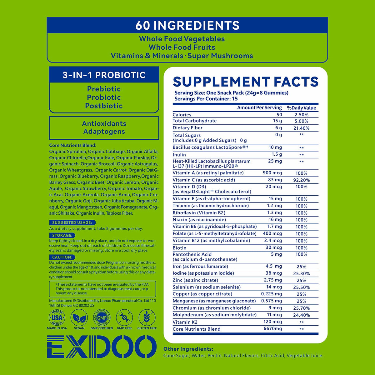 exdoo Gummies Super Greens 120 unités en sachets