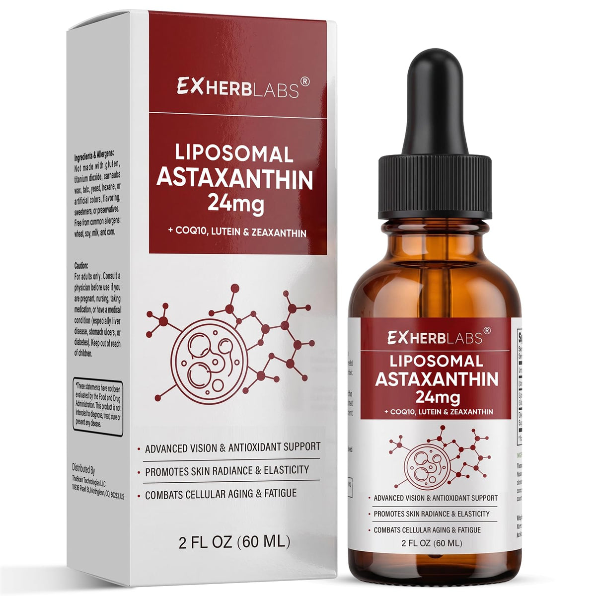 EXHERBLABS Astaxanthine Liposomale 24mg flacon avant vue