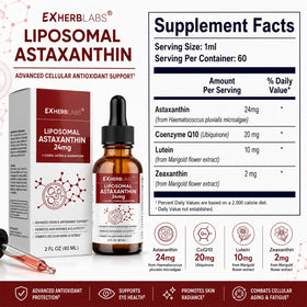 EXHERBLABS Astaxanthine Liposomale 24mg gouttes sur une cuillère