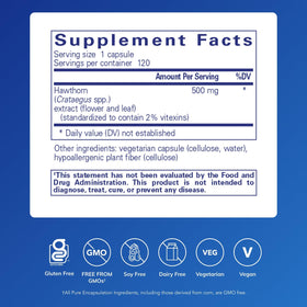Extrait de Aubépine Pure Encapsulations 120 capsules vue arrière