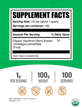 Extrait de Baies de Aubépine BulkSupplements 100g - vue arrière