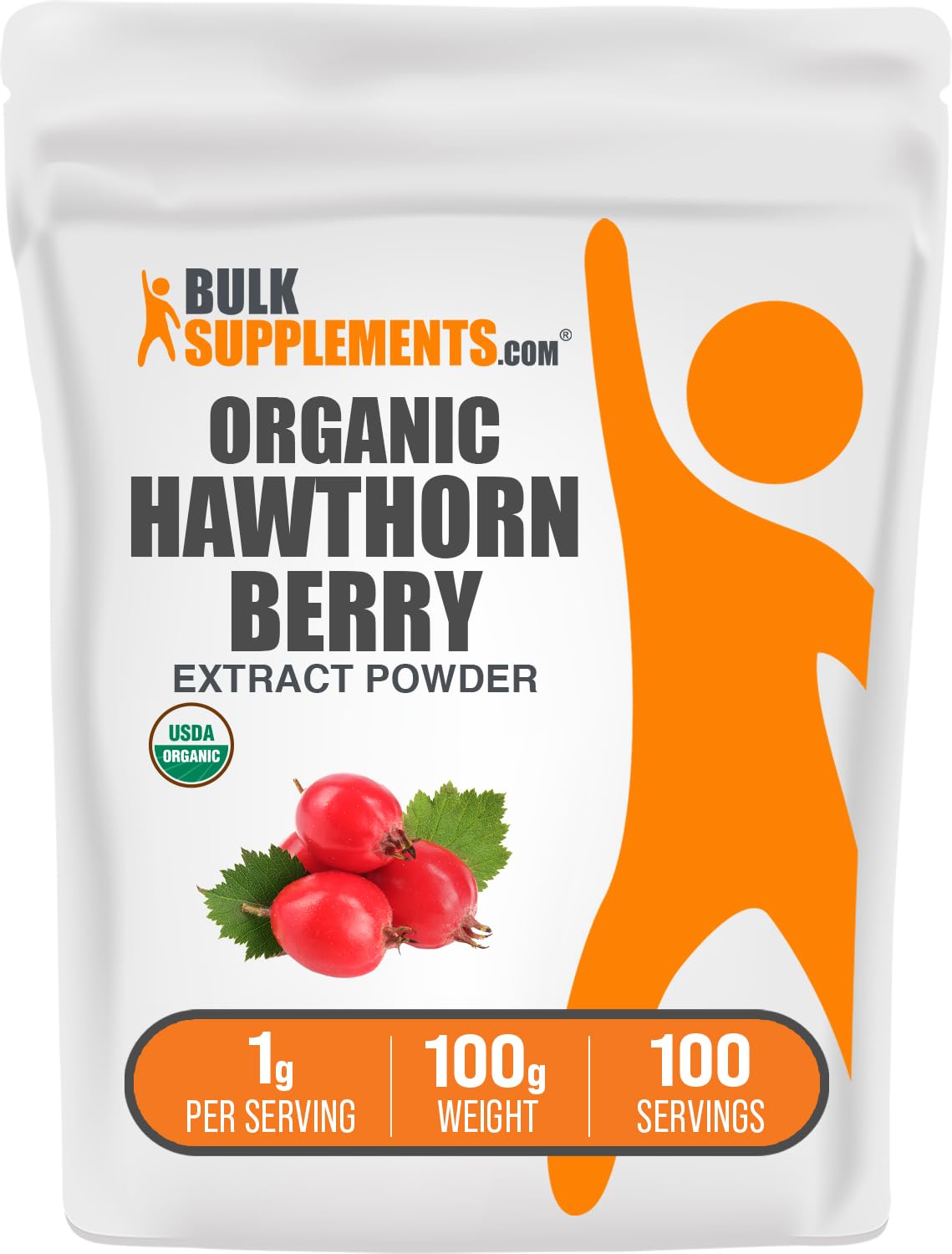 Extrait de Baies de Aubépine BulkSupplements 100g - vue avant