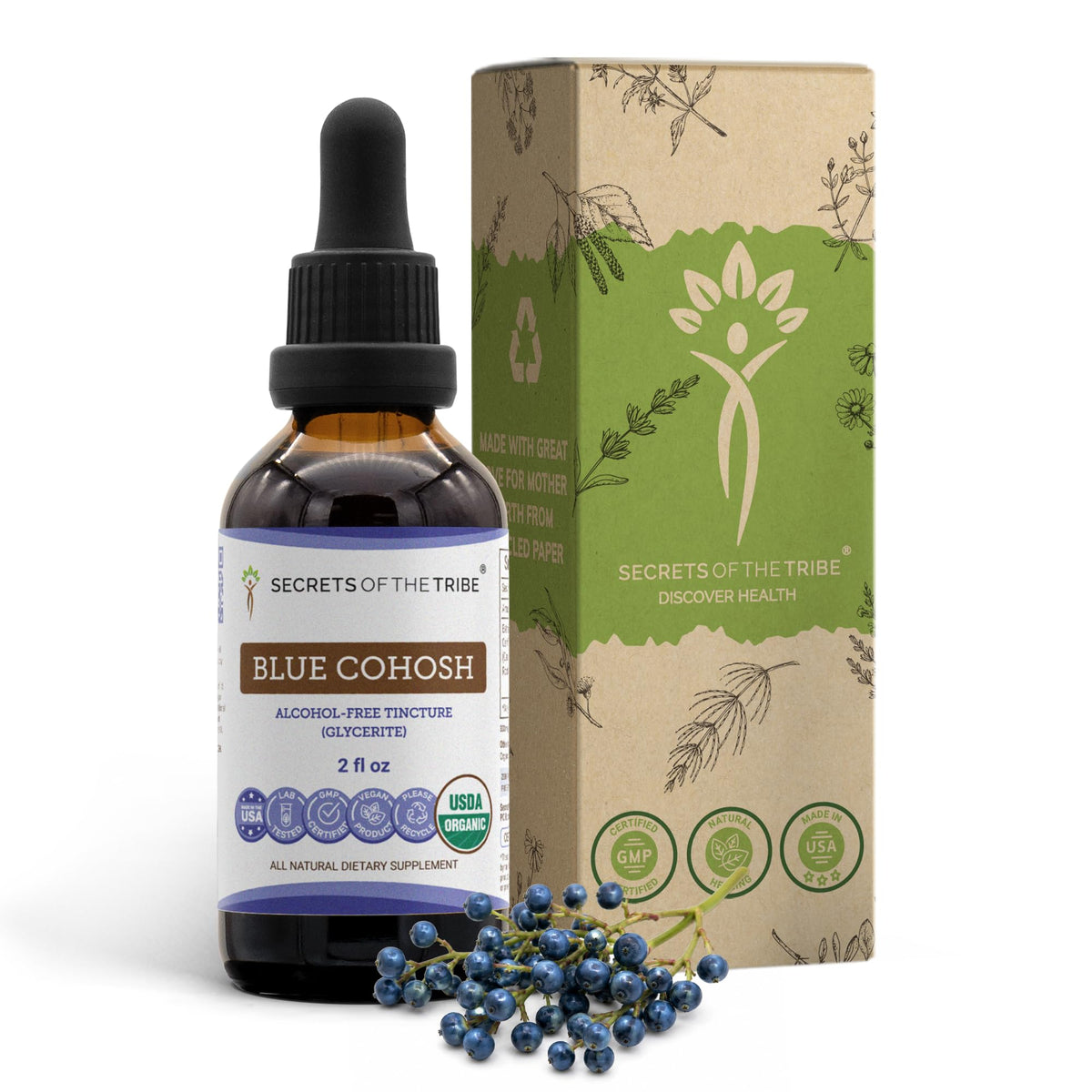 Extrait de Blue Cohosh Bio Secrets of the Tribe flacon de 2 oz