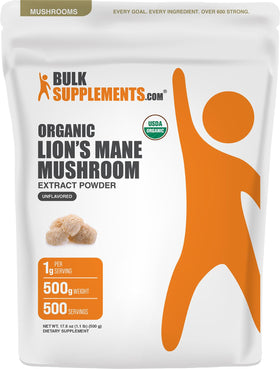 Extrait de champignon Lion's Mane BulkSupplements 500g vue avant avec emballage