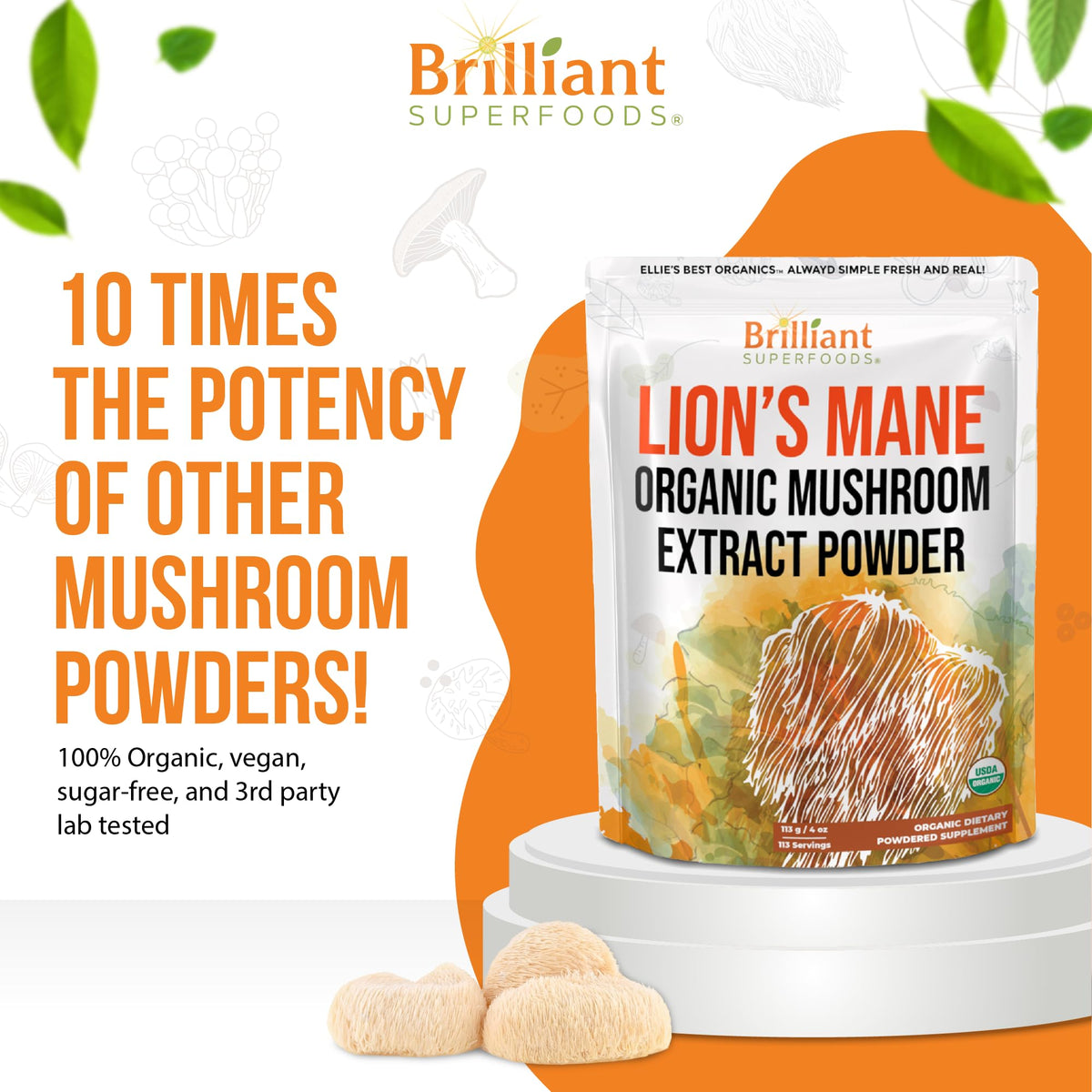 Extrait de champignon Lion's Mane sur une table en bois