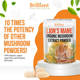 Extrait de champignon Lion's Mane sur une table en bois